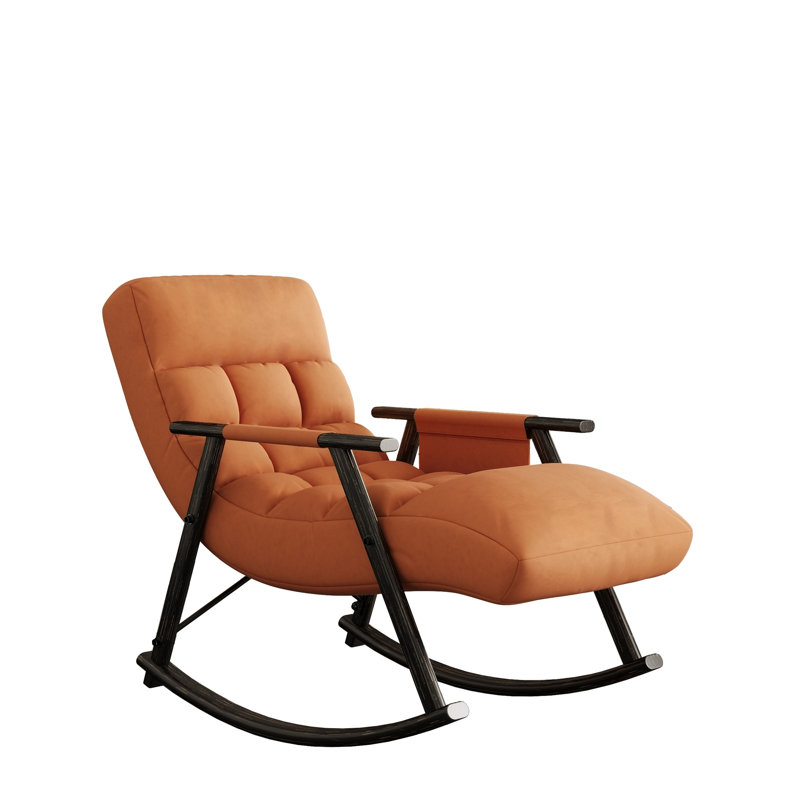 Casual Folding Rocking Chair Upholstered, Orange