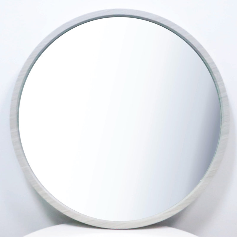 Kardinya Minimalist Black Round Bathroom Mirror, White