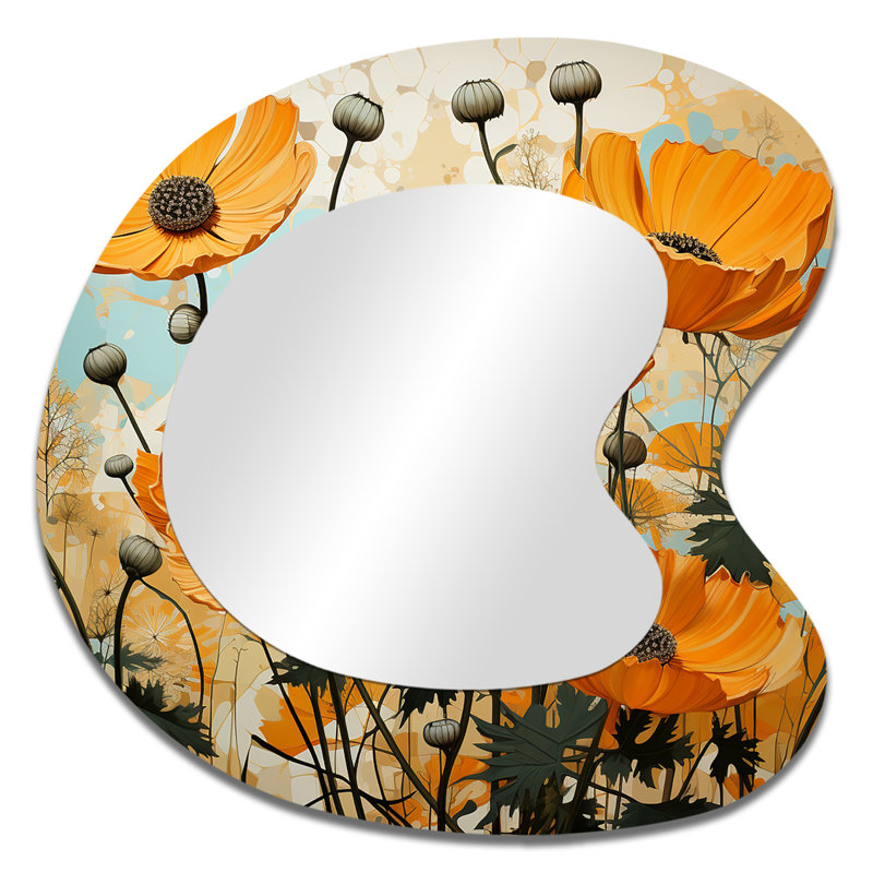 Miroir mural jaune asymétrique traditionnel jaune, 33 po x 33 po