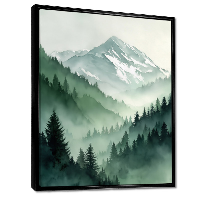 Maroc, brume matinale, montagnes berbères - montagnes encadrées, art mural vert paysage, H 44 po x l 34 po, Cadre flottant