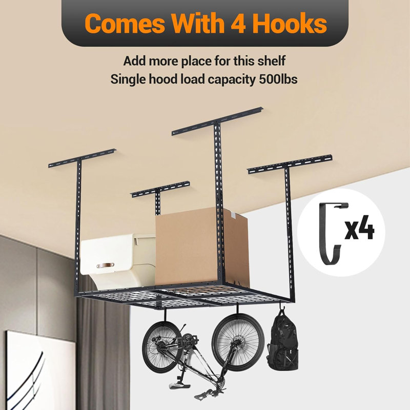 91.4cm W Steel Ceiling Mounted, 106.7cm H x 91.4cm W x 121.9cm D