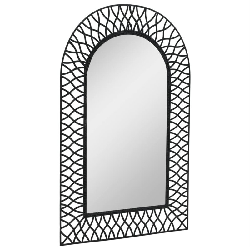 Garden Mirror Outdoor Decorative Mirror Patio Wall Mirror Steel Frame, 31.4" x 19.6"