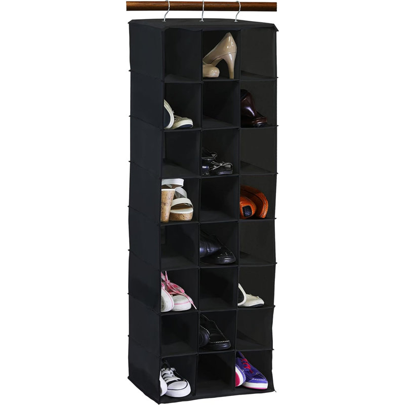 24 Pair Hanging Shoe Organizer, Black