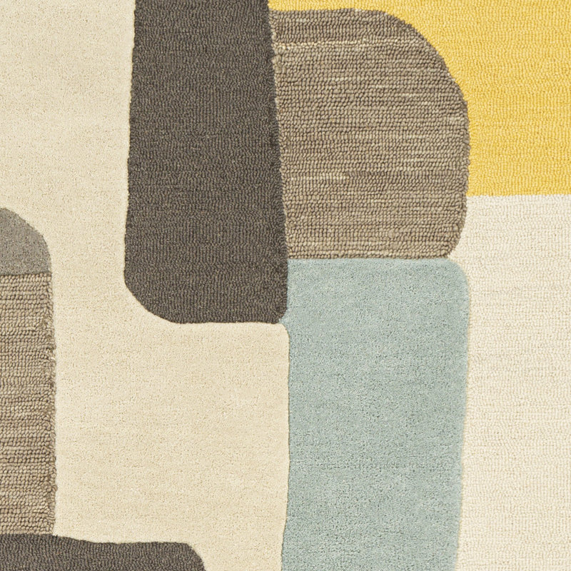 Tapis gris / brun clair en laine touffeté à la main Amyerra, Rectangle 2 pi x 3 pi