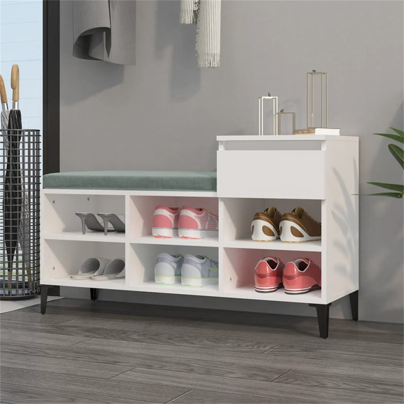 6 Pair Shoe Storage Cabinet, White