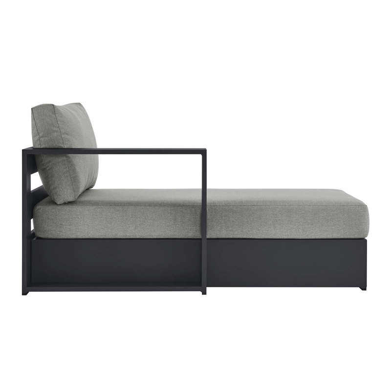 Tahoe Gray Powder-Coated Aluminum Outdoor Patio Modular Chaise Lounge