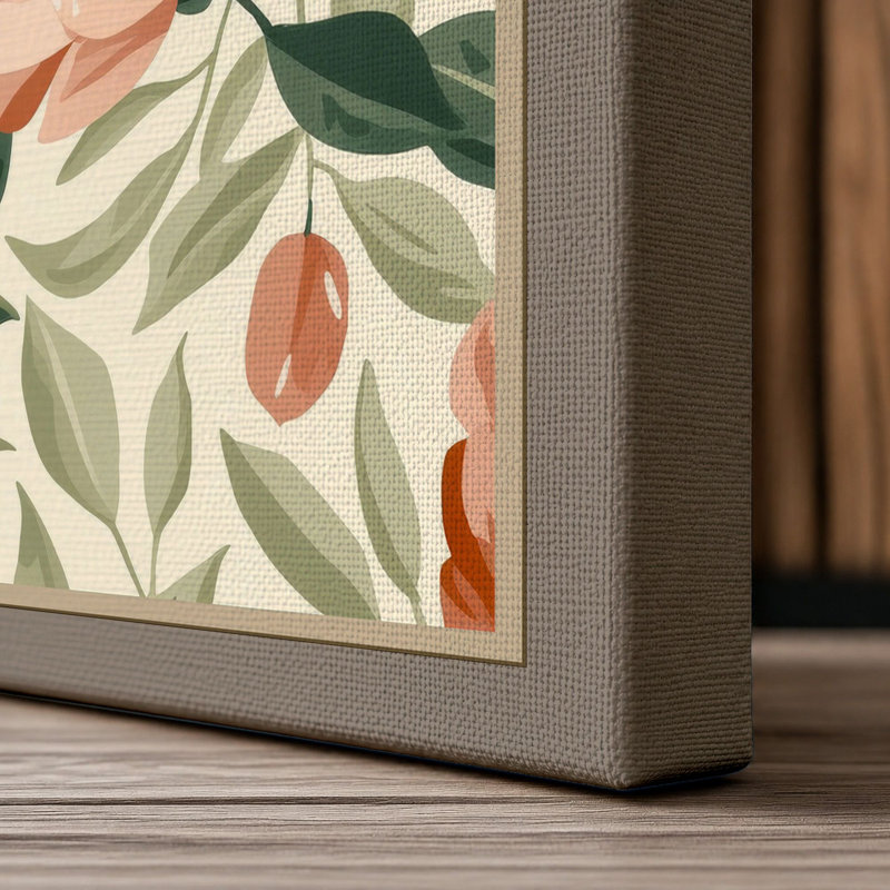 Scattered Peonies Botanical - Wrapped Canvas, 36x24 - 91.4 x 61.0 cm, Taupe Border