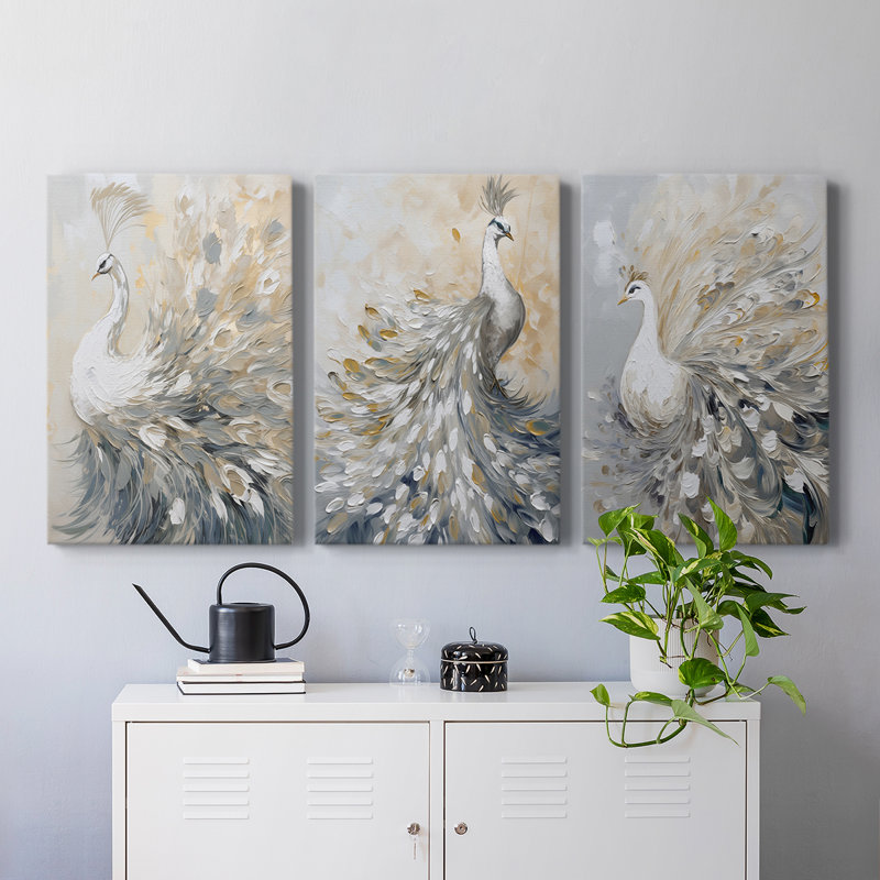 Peakcock  Series  LXXXIII  -Premium Gallery Wrapped Canvas Set -Ready to Hang, 12" H x 8" W x 1.1665" D