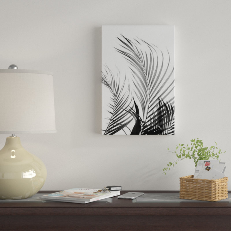 «Palm Fronds Black & White», impression sur toile, H 26 po x l 18 po x P 1,5 po, Toile tendue, Pas de tapis