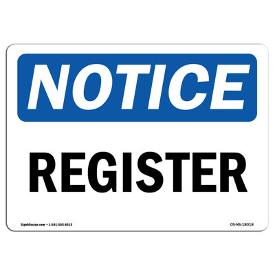 Register Aluminum Sign 18 x 24