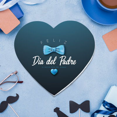 Feliz Dia Del Padre Heart Shaped Gift Box With Lid, Heart Box For Treats, Reusable Heart Box, 1-Pk