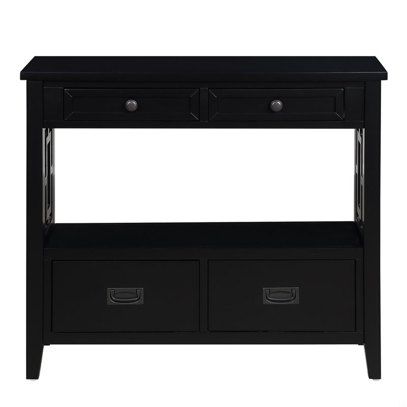 Console polyvalente avec plusieurs options de rangement, parfaite pour organiser et décorer diverses pièces, Noir