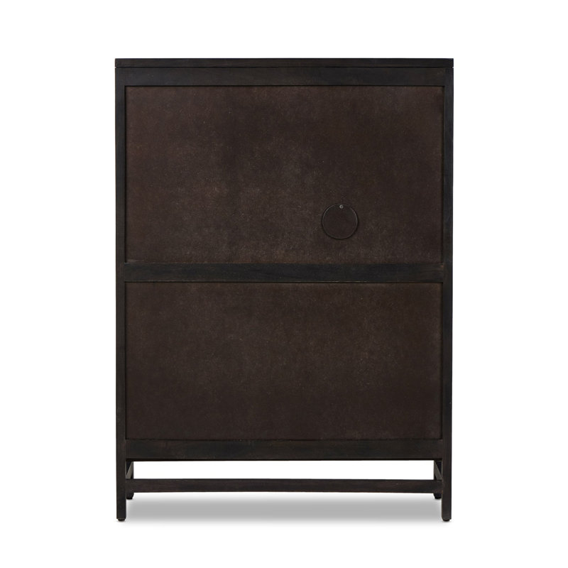 Caprice Bar Cabinet-Natural Cane, Black