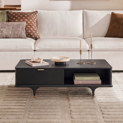 Remy Modern Solid Wood Fluted Coffee Table with Storage