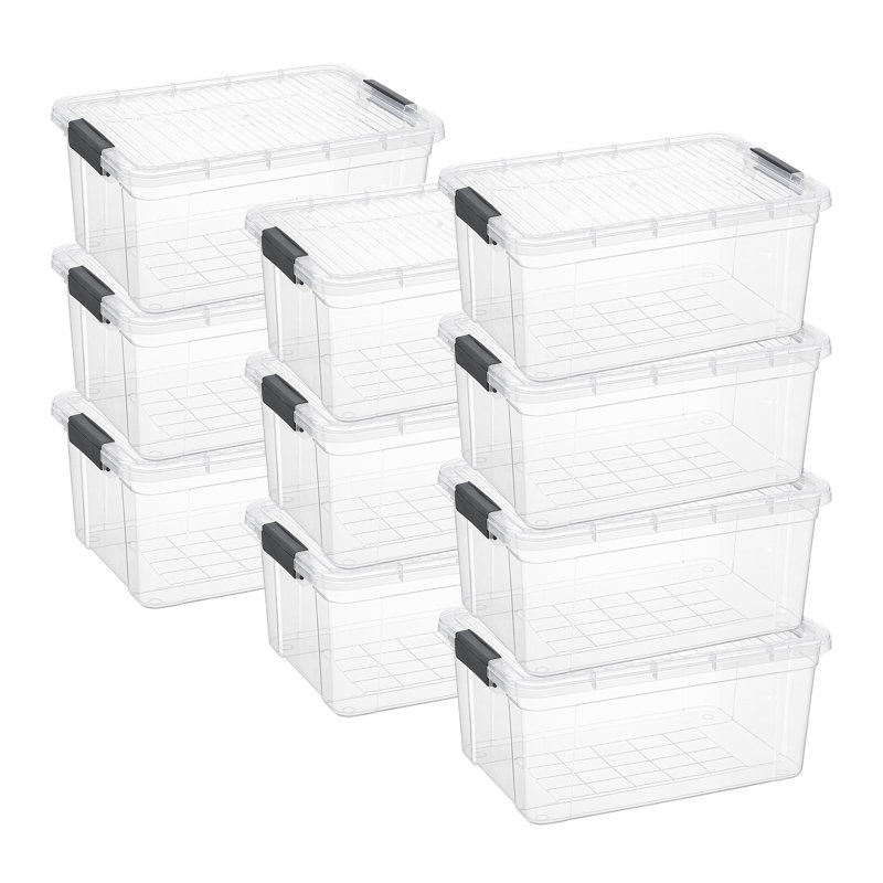  Boîte de rangement transparente avec couvercle, bacs en plastique de 21 pintes pour l'organisation, caisses empilables, sans BPA, non toxiques, sans odeur, organisateurs pour la maison, le bureau, l'école et le dortoir, paquet de 10