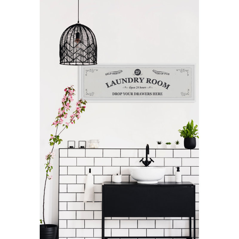 Self-Service Laundry Room - Single Picture Frame Panoramic Print, 25cm H x 76cm W x 3.81cm D