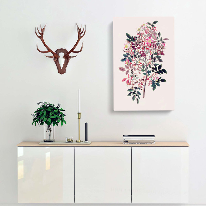 Rose Flowers Illustration - Wrapped Canvas Print, 76cm H x 50cm W x 3cm D