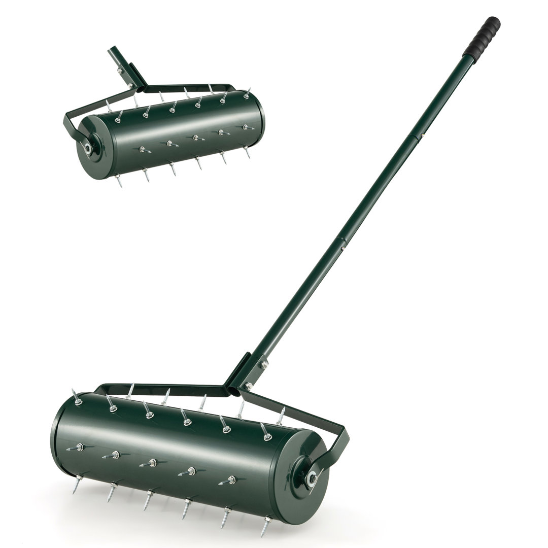 Metal Rolling Lawn Aerator With Detachable Handle, 1.3 In. Tine Spikes S-nova 