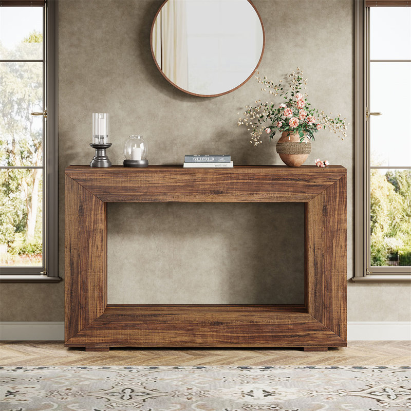 Table console, canapé d'entrée en bois rustique 47 po avec rangement Farmhouse, Brun rustique