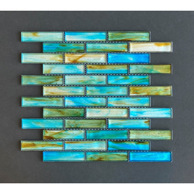 Iridescent 1" x 4" Brick Pattern Glass Mosaic Wall Tile