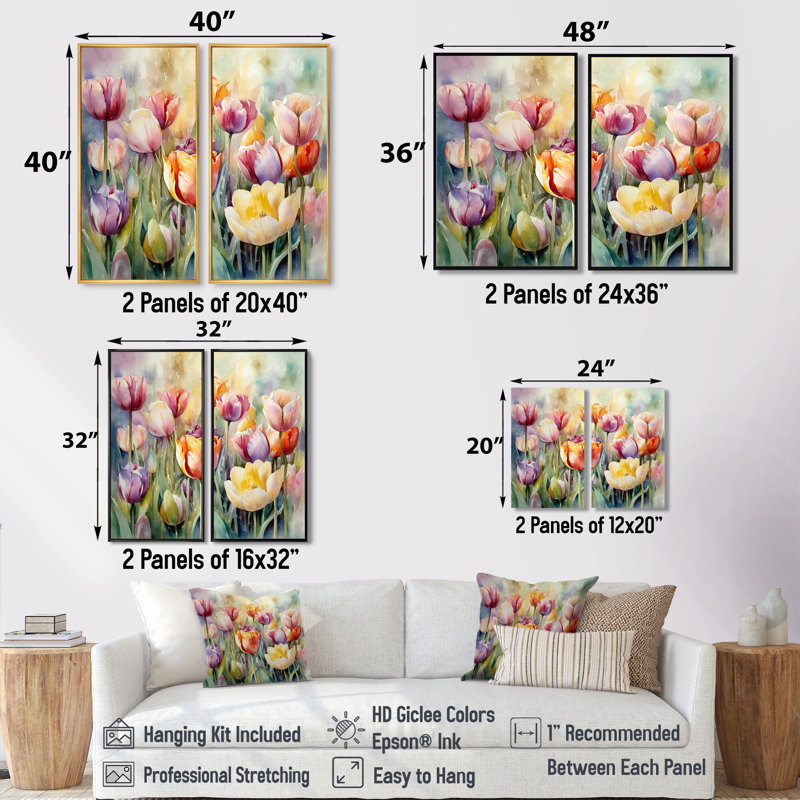 Mallette - Floral Tulip Wall Decor, Black, 36" H x 48" W, Floater Framed Print