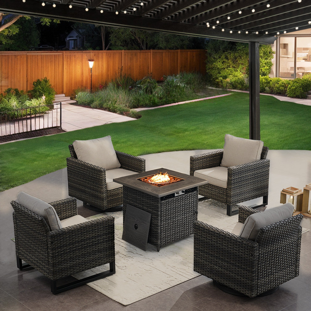 Nazime Wicker 4 - Person Patio Conversation Sets with Cushions