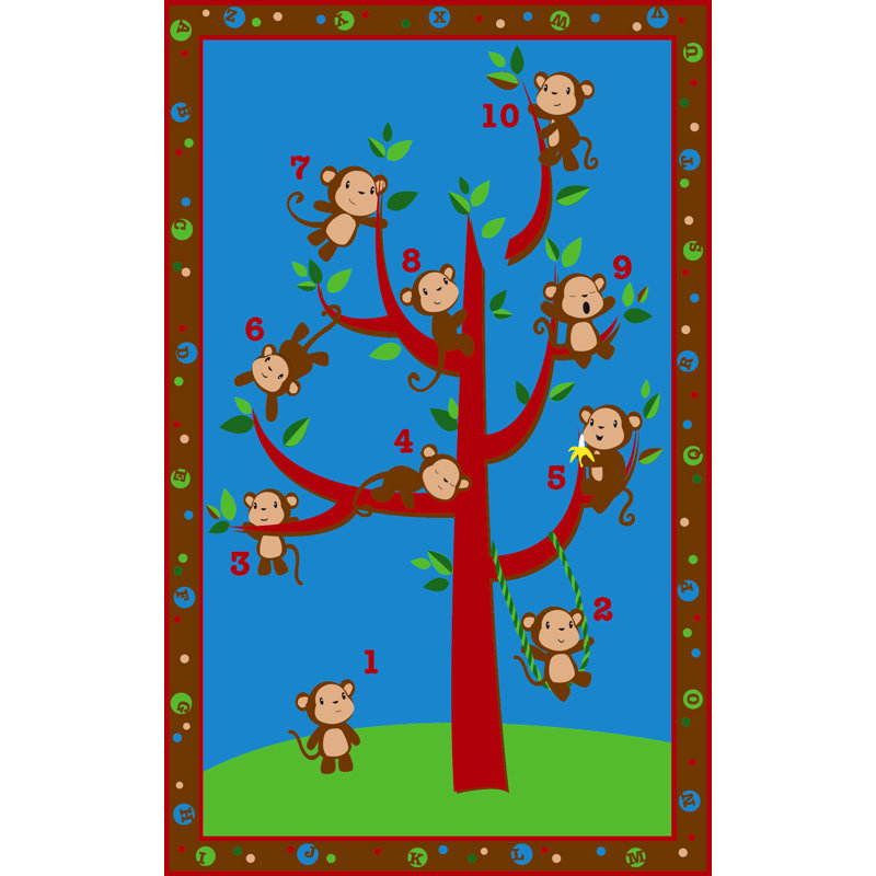 Tapis de classe KidCarpet.com « Dix petits singes », rectangle de 2,29 m x 3,66 m, Rectangle 7 pi 6 po x 12 pi