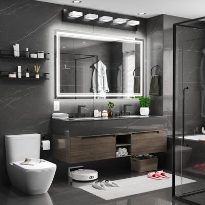 LED Bathroom Mirror With Front And Back Lighting - Dimmable Anti-Fog Vanity Mirror, Shatterproof Tempered Glass, Waterproof Design, High CRI For Clear Reflection, Easy Installation