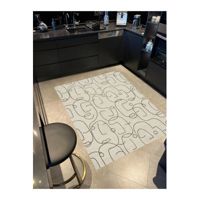 Black Beige Minimalist Face Figured Woven Base Carpet
