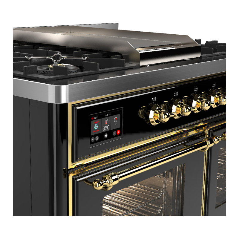 Majestic III Series 40 Inch Dual Fuel Range with 6 Sealed Burners, Griddle, in Mightnight Blue (Natural Gas, Chrome Trim)