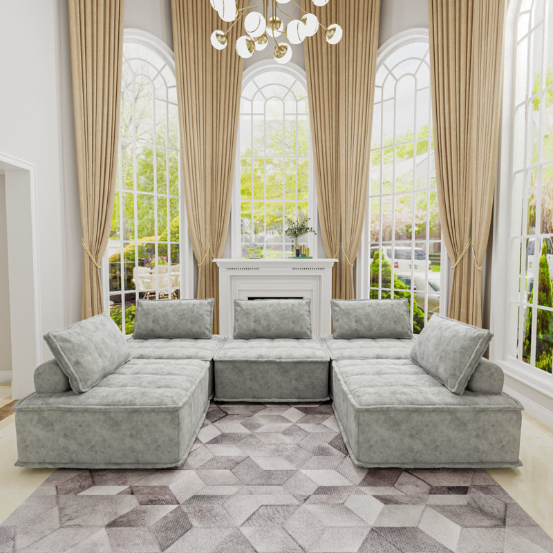 Canapé modulaire en chenille en L Chelise