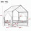 Lit pour enfants Montessori, structure de lit à baldaquin en bois avec barrières de sécurité et porte, guirlande lumineuse et bibliothèque intégrées, lit à profil bas, pas de sommier tapissier nécessaire-134009165
