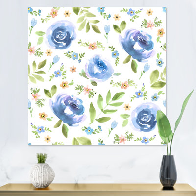 «Blue Roses And Forget-Me-Not», reproduction d'art sur toile traditionnelle