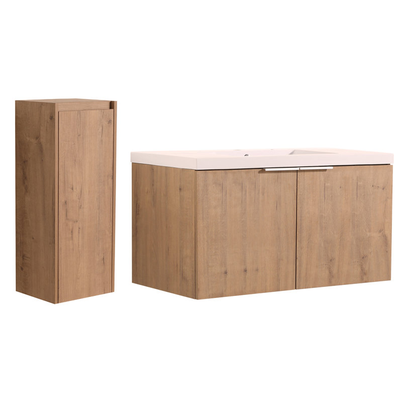 Meuble-lavabo mural 36 po avec lavabo et armoire latérale 36 po