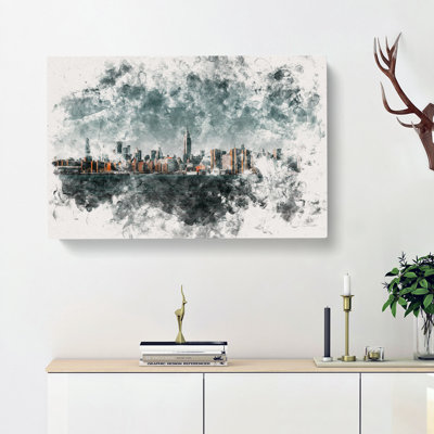New York City View Watercolour - Wrapped Canvas