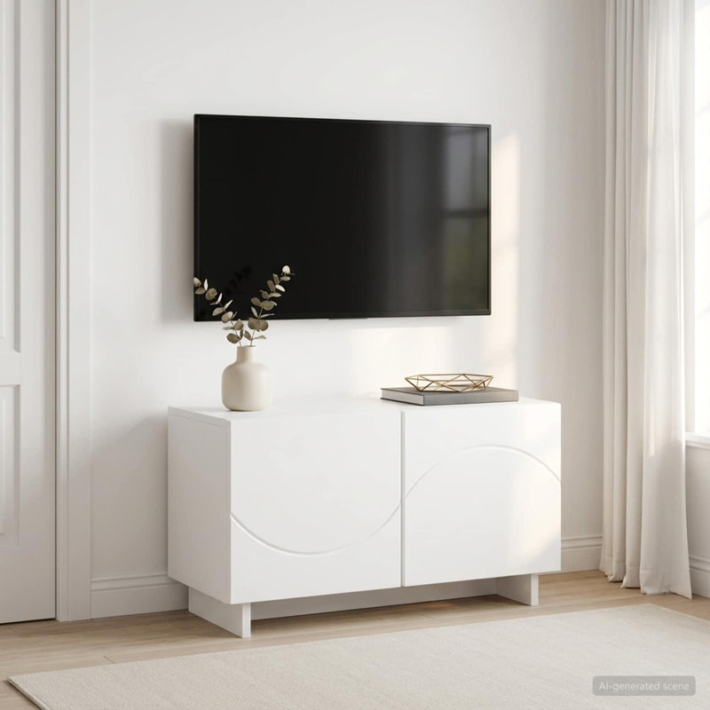 TV Stand, 40cm H x 60cm W x 34.5cm D, White