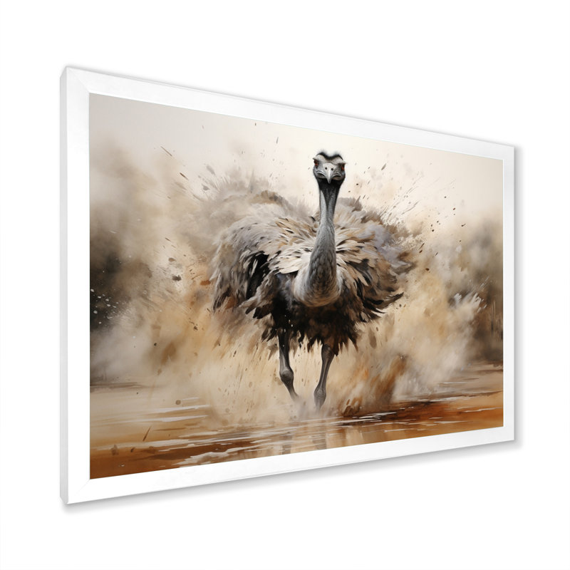 Autruches d'Afrique, impression sur toile, H 12 po x l 20 po x P 1 po, Cadre photo blanc
