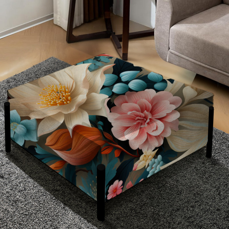 Soft Soft Paisley Garden Playfulness - Grand repose-pieds carré damassé