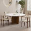 59" Modern Round Dining Table, Glossy White Sintered Stone, Solid Wood for 6-8-2033602750-2030441741