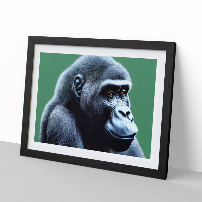 Fine Gorilla - Single Picture Frame Print, Black, 25cm H x 34cm W x 2cm D