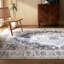 Tapis d'intérieur lavable bleu à médaillon rétro-670906982-641075166