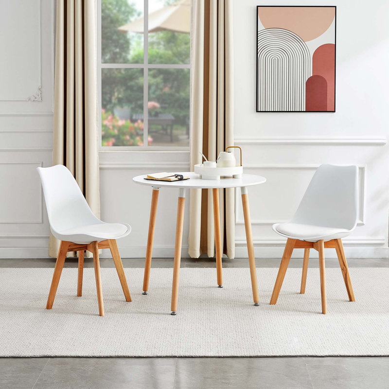 Alfret Round Solid Wood Base Dining Table, 29.13”H x 31.5”L x 19.29”W