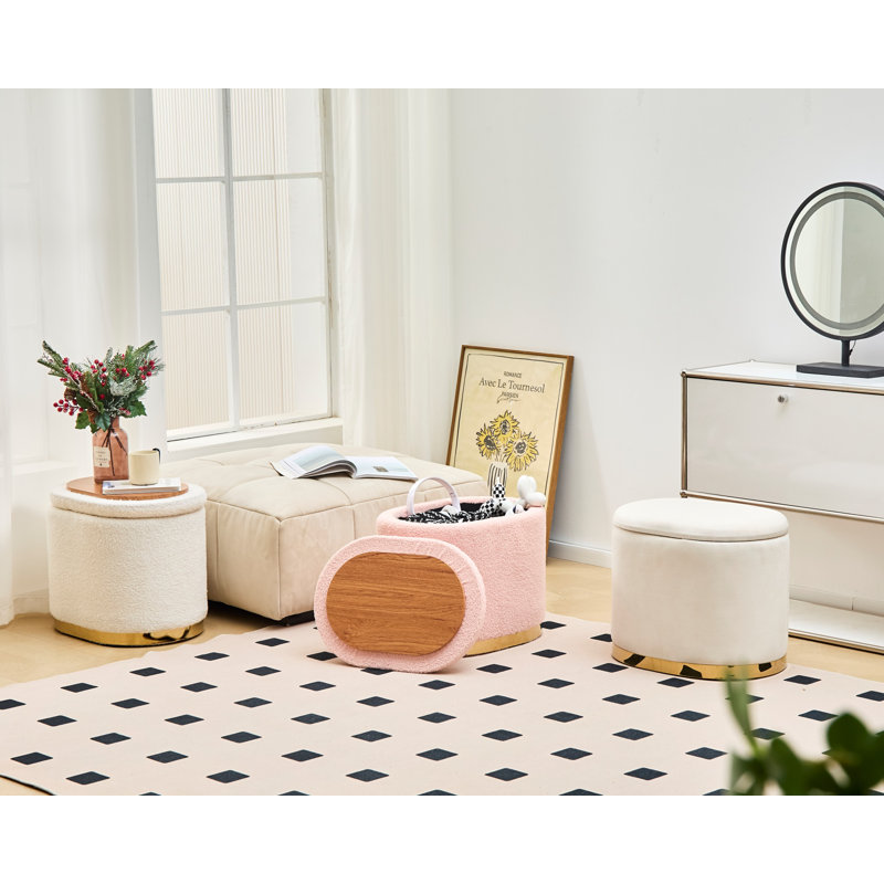 Upholstered Pouf, Pink