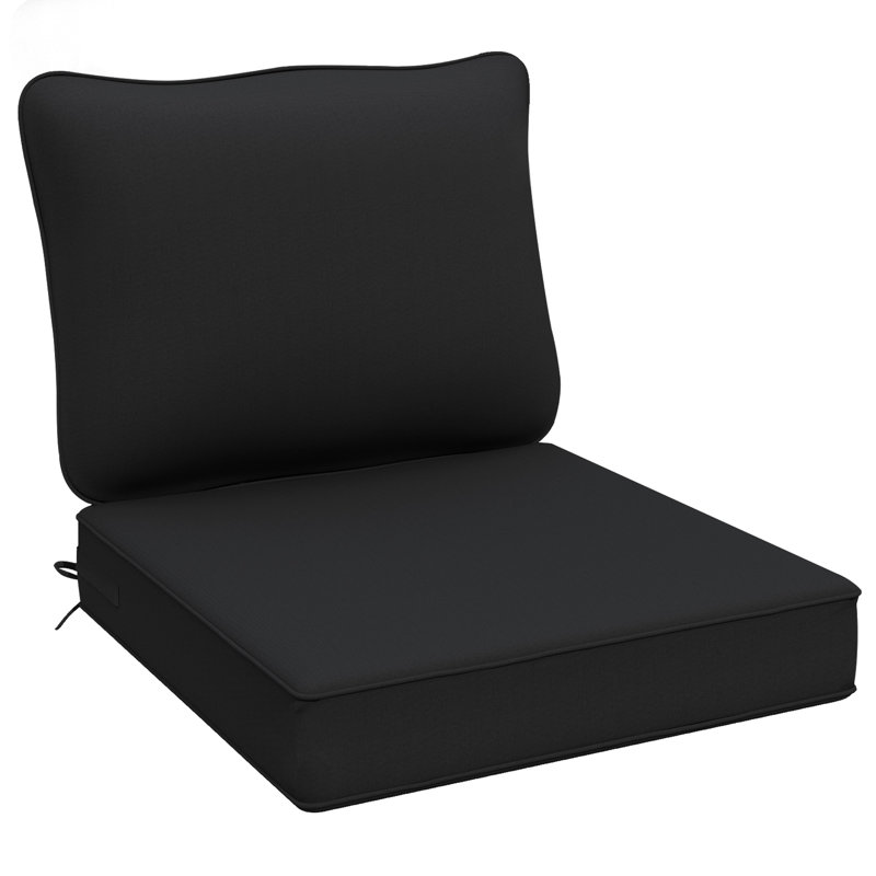 24" x 24" x 5" Outdoor Deep Seat Cushion, Waterproof, High Resilience Foam, Patio Furniture Replacement, 1, Black