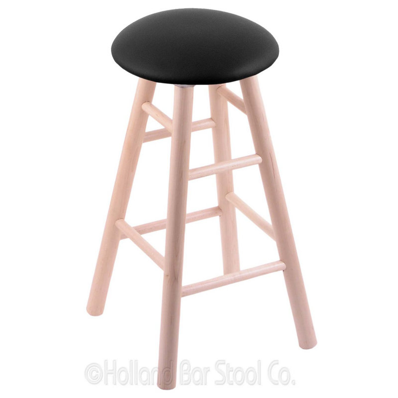Tabouret de comptoir pivotant de 24 po, Vinyle noir, Chêne naturel