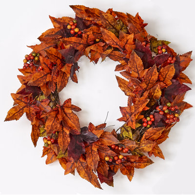20" Artificial Maple Leaf & Berry Wreath