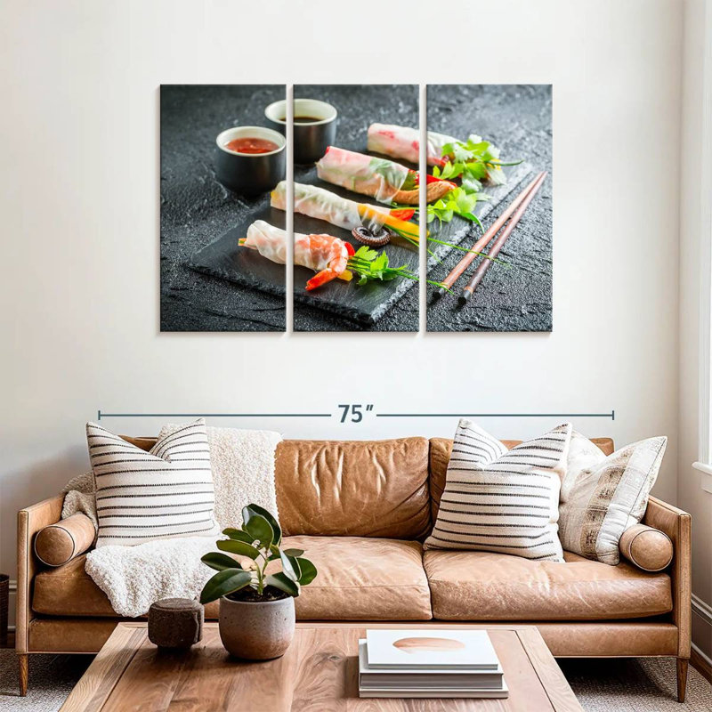 Rouleaux de printemps aux fruits de mer, H 36 po x l 57 po