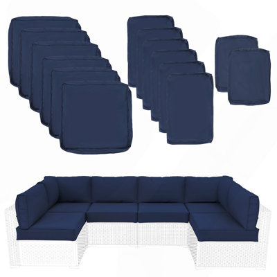 Weatherproof Replacement Deep Seat Cushions for Outdoor Sectional Sofa & Patio Furniture, Navy Blue