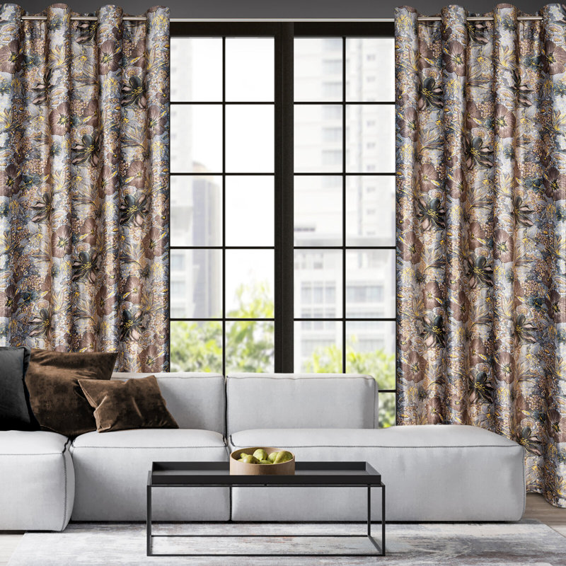 Aalyssa Eyelet Blackout Thermal Single Curtain, Steel