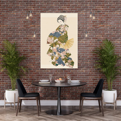 «Graceful Kimono Woman Traditional Cherry», reproduction d'art murale